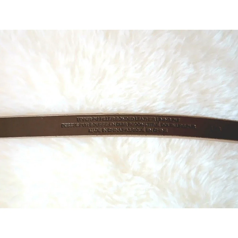 Glittery Gold Leather Belt with Buckle, Sz L